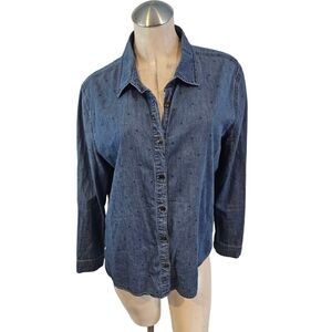 3/$25 Harper Size L Blue Denim Button-Up Shirt